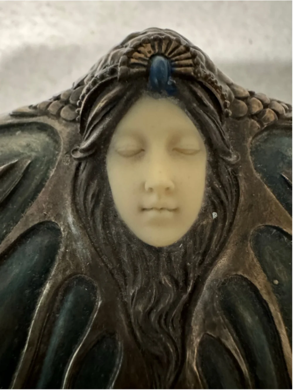 Veronese Art Nouveau Style Butterfly Princess Jewelry Box Brass Green Red